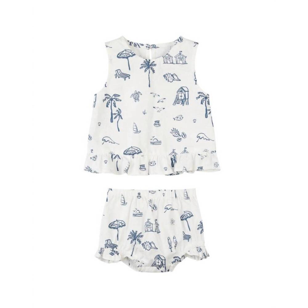 NEW VIGNETTE girl's sierra set in navy beach scene